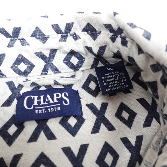 CHAPS Brushed Cotton Moose Shirt Men's XL Thick Chamois Collared Button Up - Picture 3 of 12